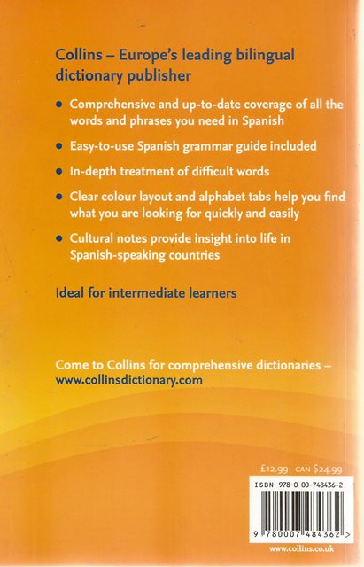 Back cover of Collins Spanish Phrasebook and Dictionary