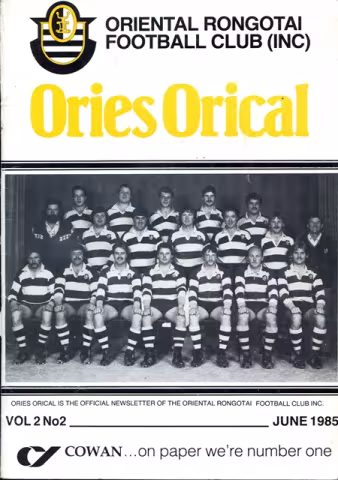 Front cover of Ories Orical Newsletter Vol 2 No 2 by Oriental Rongotai Football Club