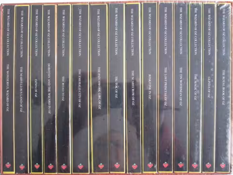 Box set showing the spines of The Wizard of Oz Collection by L Frank Baum 