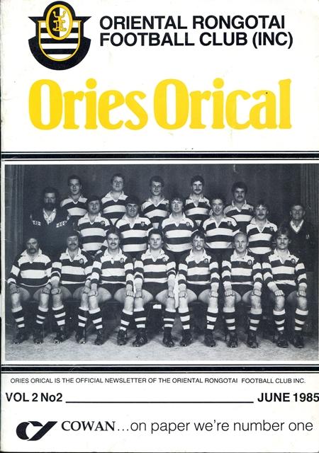 Front cover of Ories Orical Newsletter Vol 2 No 2 by Oriental Rongotai Football Club