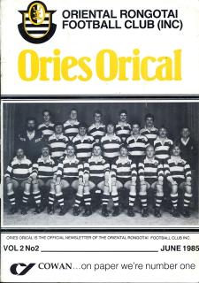 Front cover of Ories Orical Newsletter Vol 2 No 2 by Oriental Rongotai Football Club